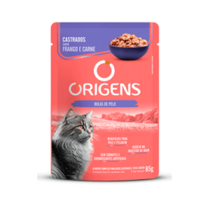 Ração Úmida Origens Gatos Castrados Frango e Carne 85 g