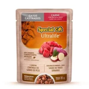 Ração Úmida Special Cat Ultralife Gatos Castrados Carne 85 g