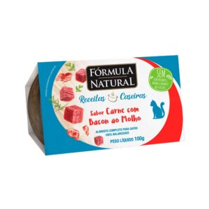 Ração Úmida Fórmula Natural Fresh Meat Receitas Caseiras para Gatos Adultos Sabor Carne com Bacon ao Molho 100 g