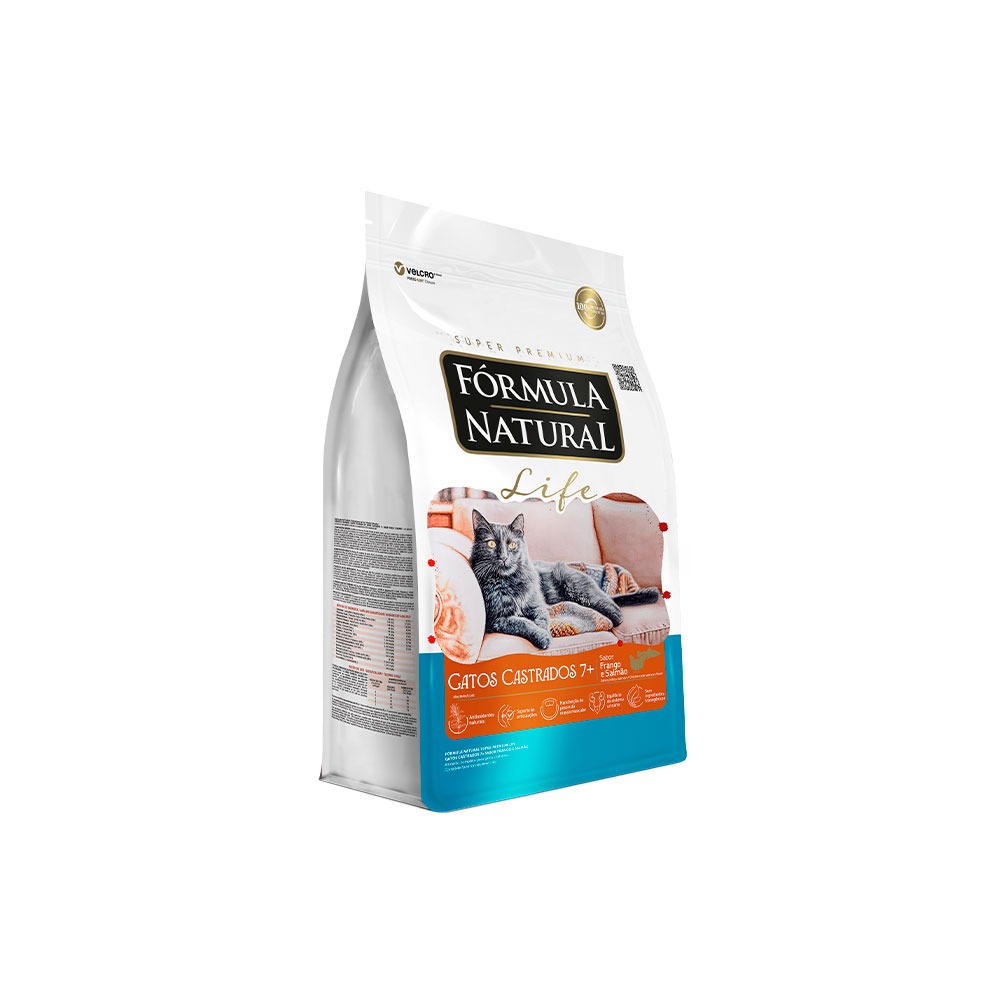 Ração Fórmula Natural Life para Gatos Sênior Castrados 7+ Sabor Frango e Salmão