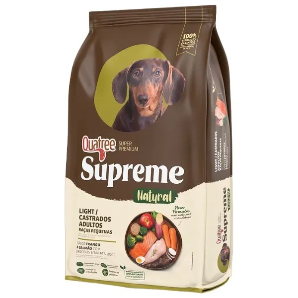 Ração Quatree Supreme Light Castrados Para Cães Adultos De Raças Pequenas Sabor Frango E Salmão