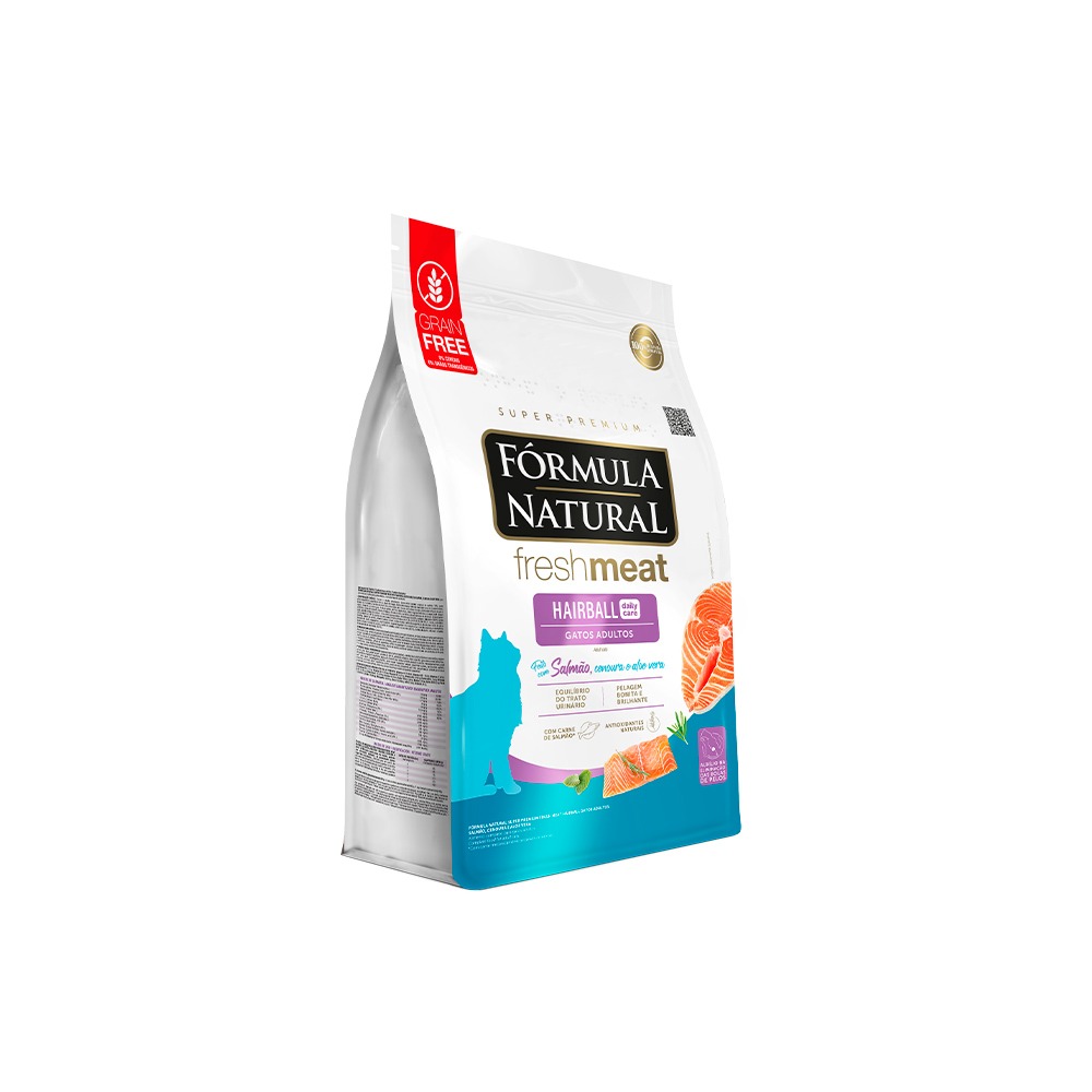 Ração Fórmula Natural FreshMeat Hairball para Gatos Adultos Sabor Salmão