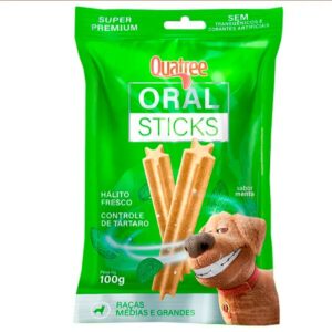 Snack Quatree Stiks Saúde Oral para Cães de Porte Médio e Grande Sabor Menta 100g