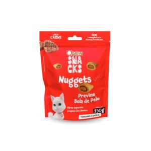Snack Quatree Nuggets Previne Bolas de Pelos Sabor Carne para Gatos Adultos