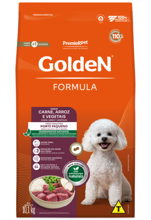Ração Golden Fórmula Para Cães Adultos de Porte Pequeno Sabor Carne e Arroz