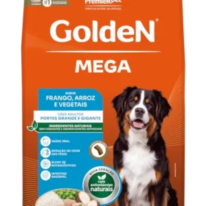 Ração Golden Mega para Cães Adultos de Porte Grande Sabor Frango e Arroz - 15kg