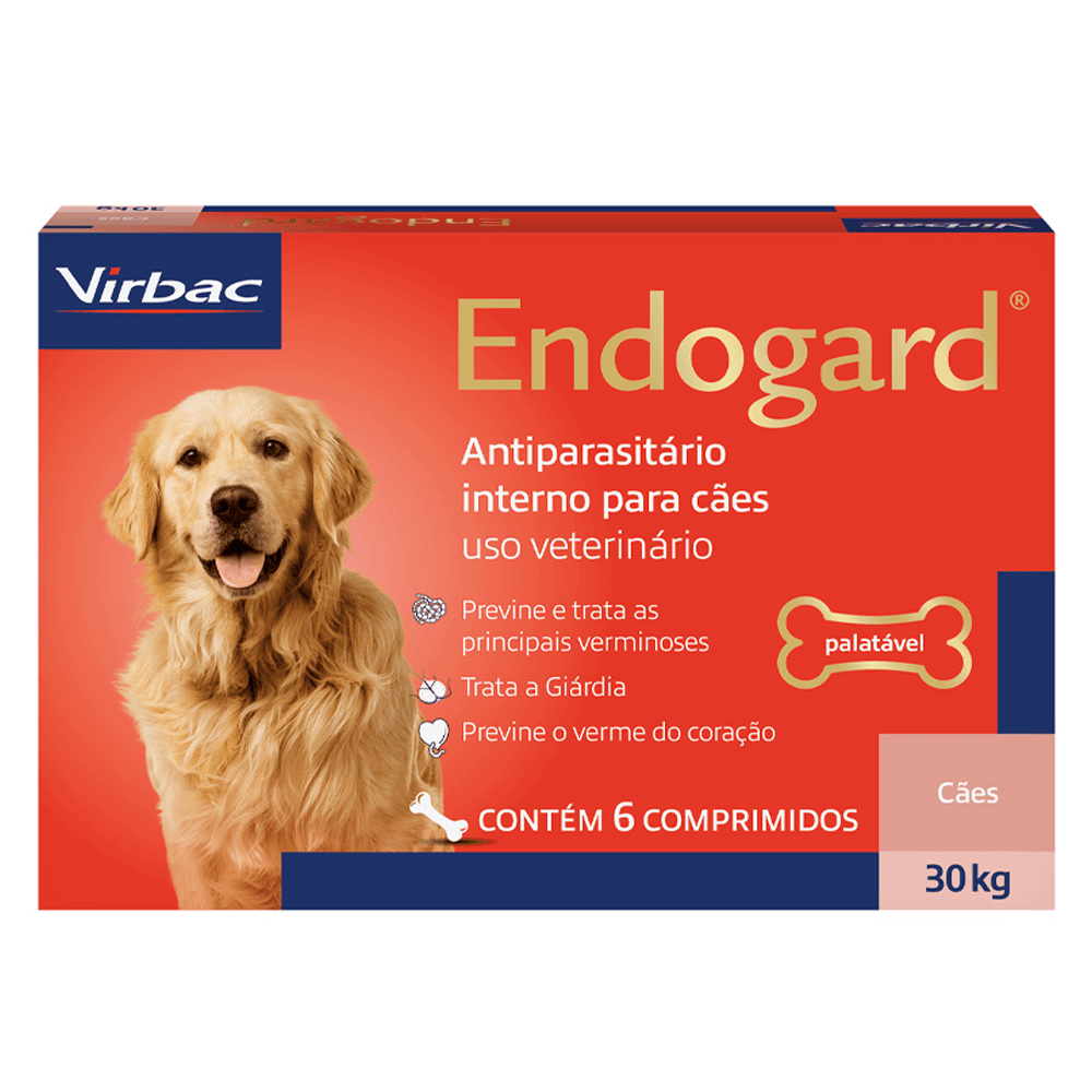 Vermífugo Endogard Para Cães até 30 kg – 6 Comprimidos