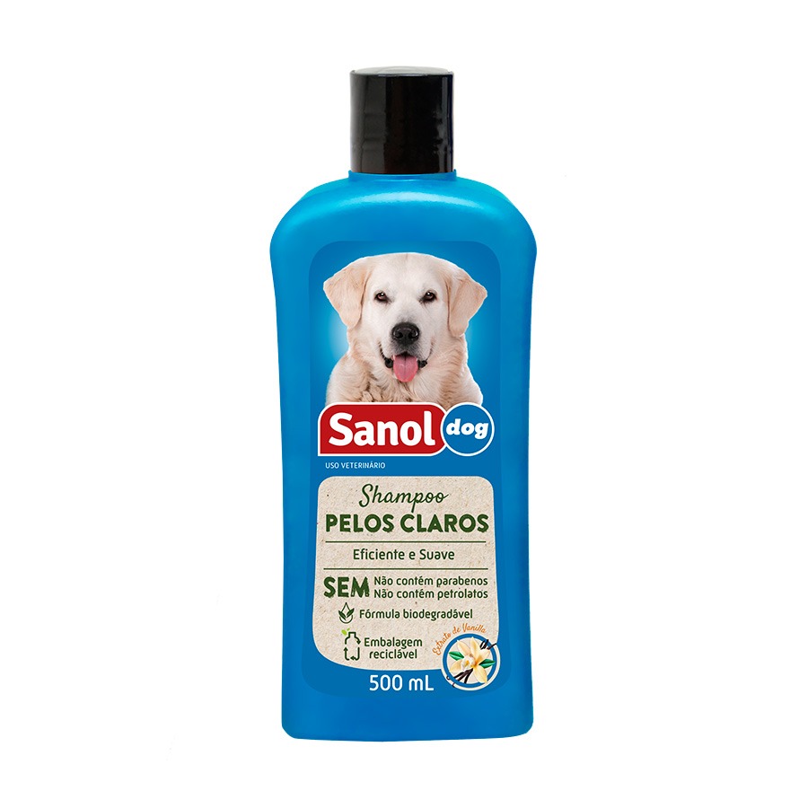 Shampoo Sanol Dog para Cães de Pelos Claros - 500ml