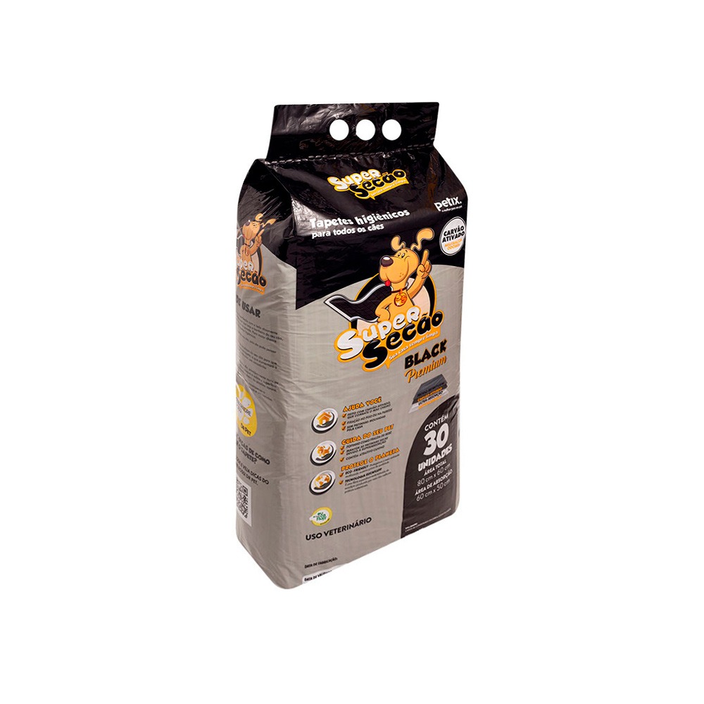 Tapete Higiênico Super Secão Black Premium para Cães – 30 Unidades