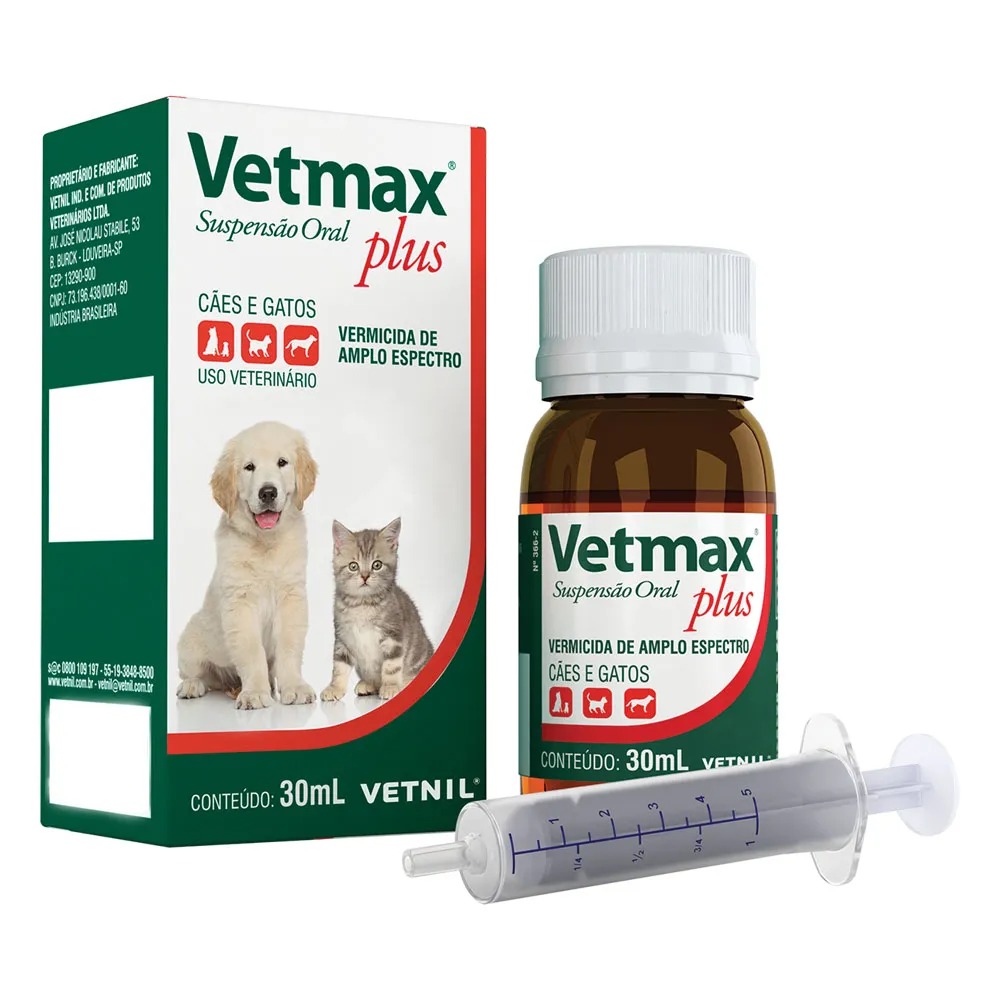 Vermífugo Vetnil Vetmax Plus Suspensão 30 mL