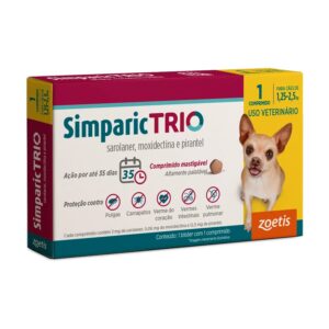 Antipulgas Simparic Trio 3mg para Cães de 1,25 a 2,5kg – 3 Comprimidos