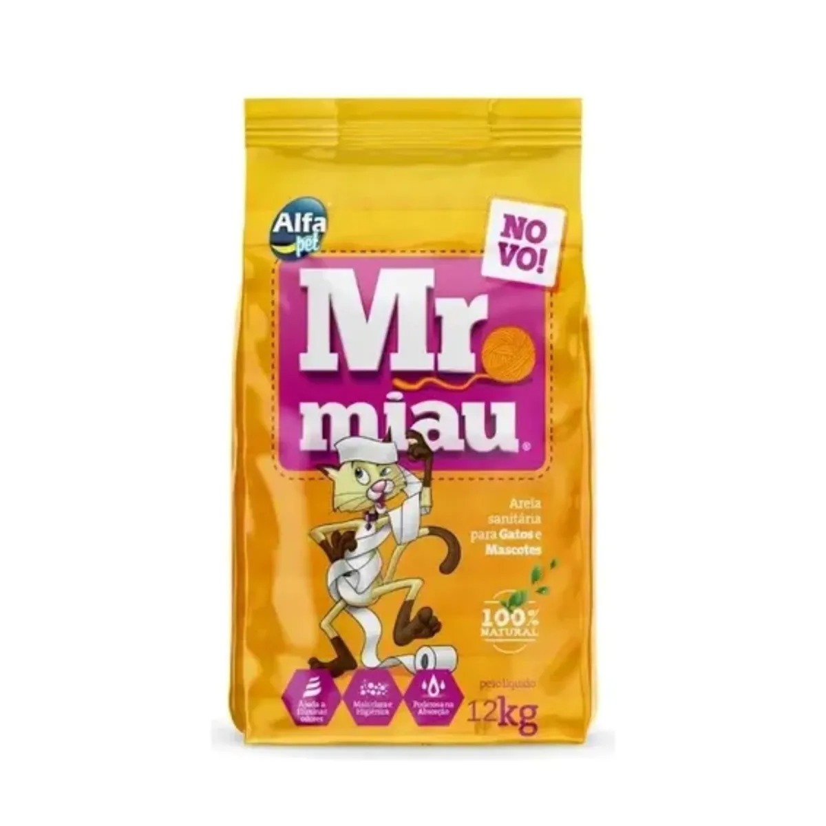 Areia Sanitária Mr Miau para Gatos - 4 Kg
