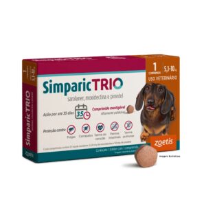 Antipulgas Simparic Trio 12mg para Cães de 5,1 a 10kg – 3 Comprimidos