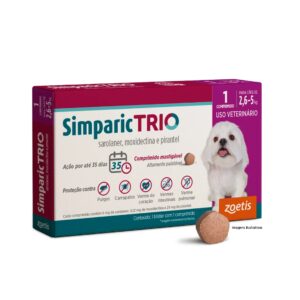 Antipulgas Simparic Trio 6mg para Cães de 2,6 a 5kg – 3 Comprimidos