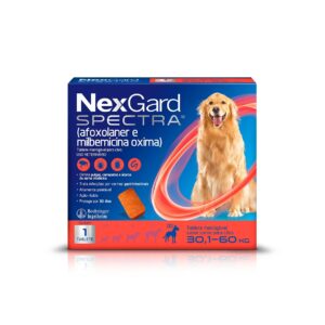NexGard Spectra Antipulgas, Carrapatos e Vermífugo para Cães de 30,1 a 60kg – 3 Comprimido