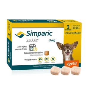 Antipulgas Simparic 5mg Para Cães 1,3 a 2,5kg – 1 e 3 Comprimidos