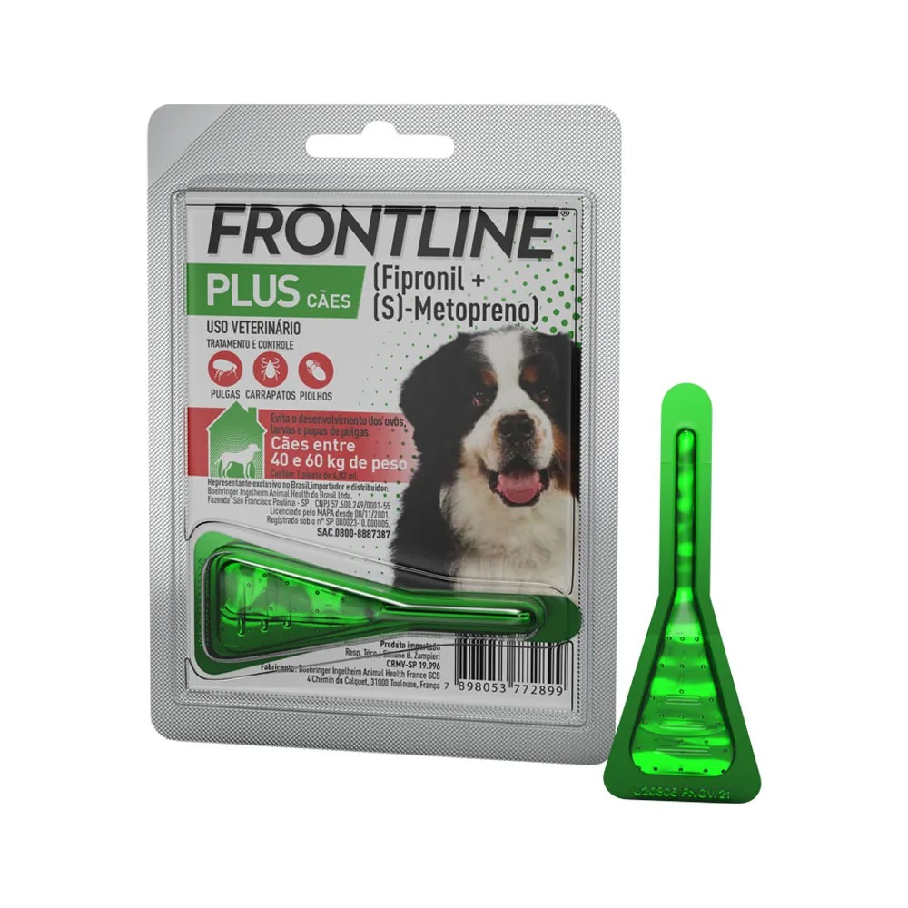Frontline Plus Antipulgas e Carrapatos para Cães de 40 a 60kg 1 pipeta de 4,02 ml