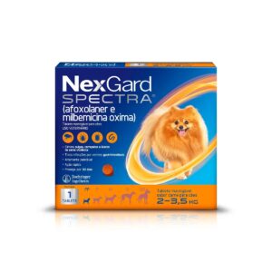 NexGard Spectra Antipulgas, Carrapatos e Vermífugo para Cães de 2 a 3,5kg – 3 Comprimido