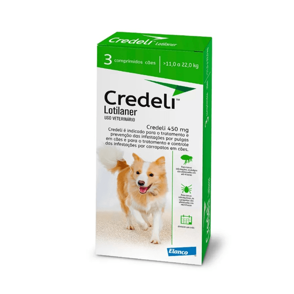 Antipulgas Credeli 450mg para Cães de 11 a 22kg – 3 Comprimidos