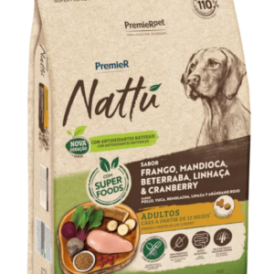 Ração Premier Nattu para Cães Adultos Sabor Mandioca 12kg
