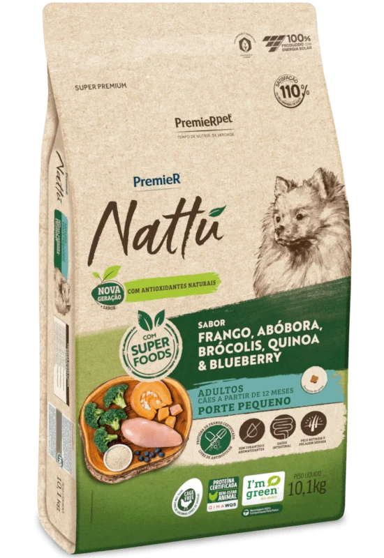 Ração Premier Nattu para Cães Adultos de Raças Pequenas Sabor Abóbora