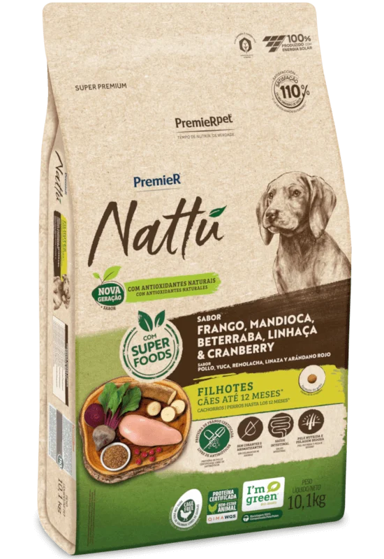 Ração Premier Nattu para Cães Filhotes Sabor Mandioca