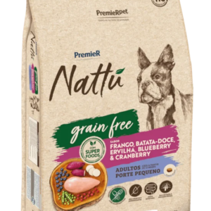 Ração Premier Nattu Grain Free para Cães Adultos de Porte Pequeno Sabor Frango e Batata Doce