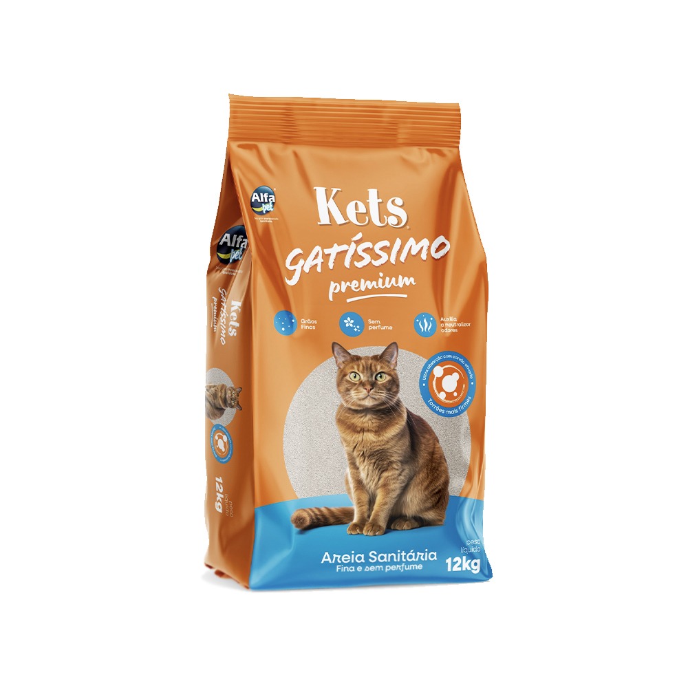 Areia Higiênica Gatíssimo Fina Sem Perfume para Gatos