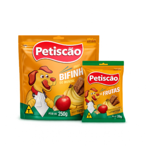 Snack Petiscão Bifinho de Fruta Banana, Maçã e Aveia para Cães