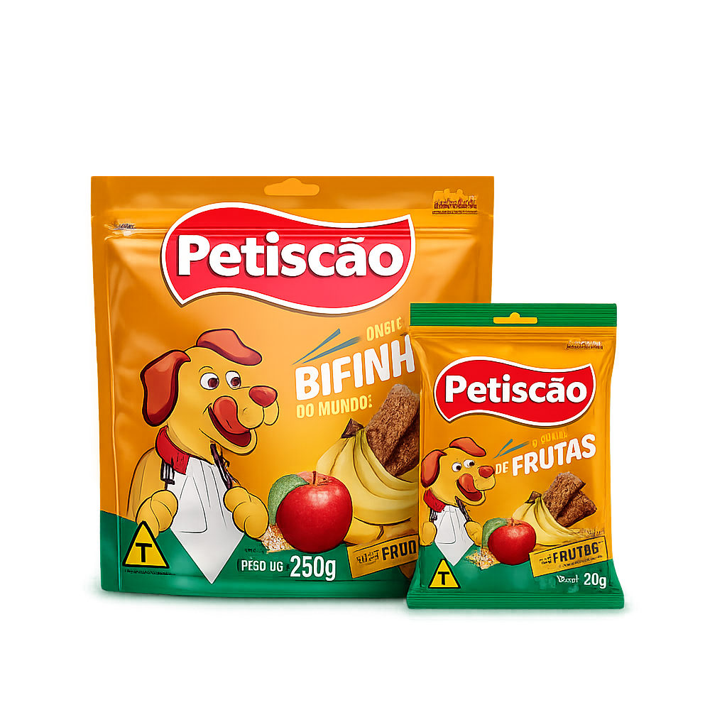 Snack Petiscão Bifinho de Fruta Banana, Maçã e Aveia para Cães