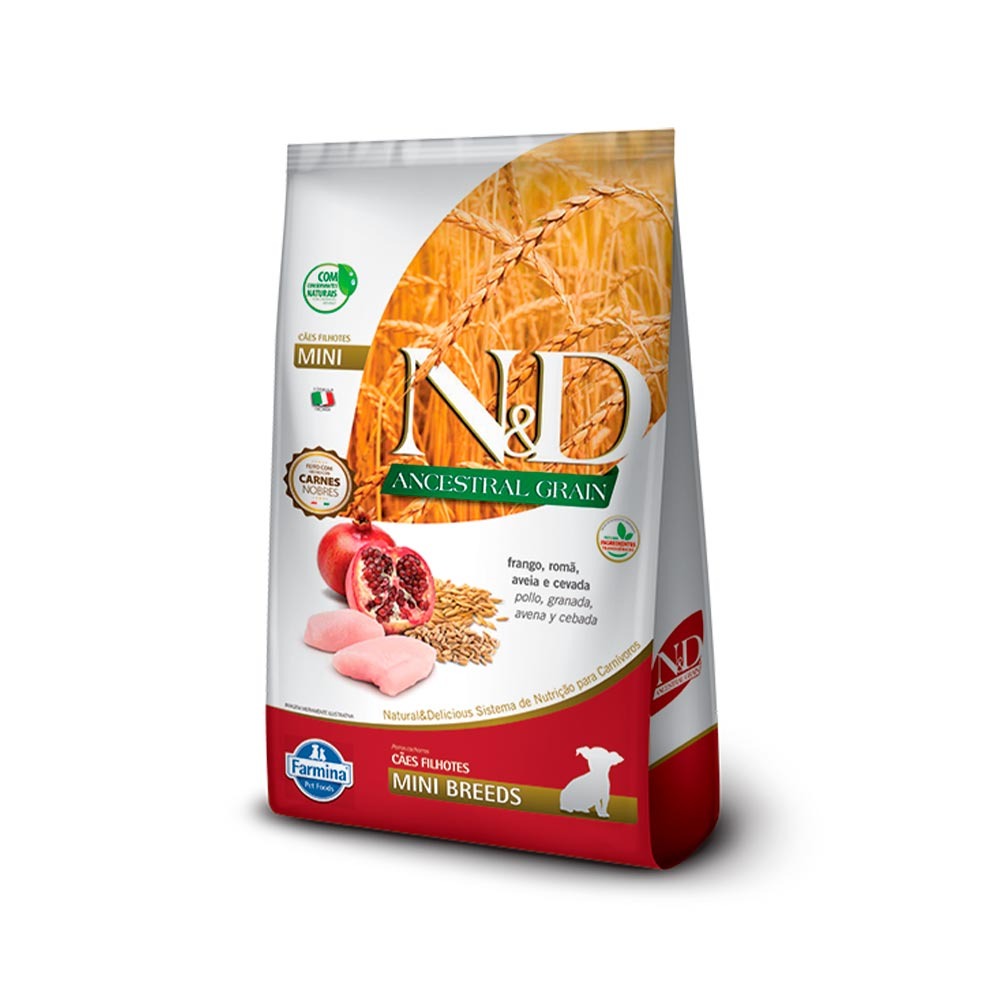 Ração Farmina N&D Ancestral Grain para Cães Filhotes de Raças Pequenas Sabor Frango e Romã