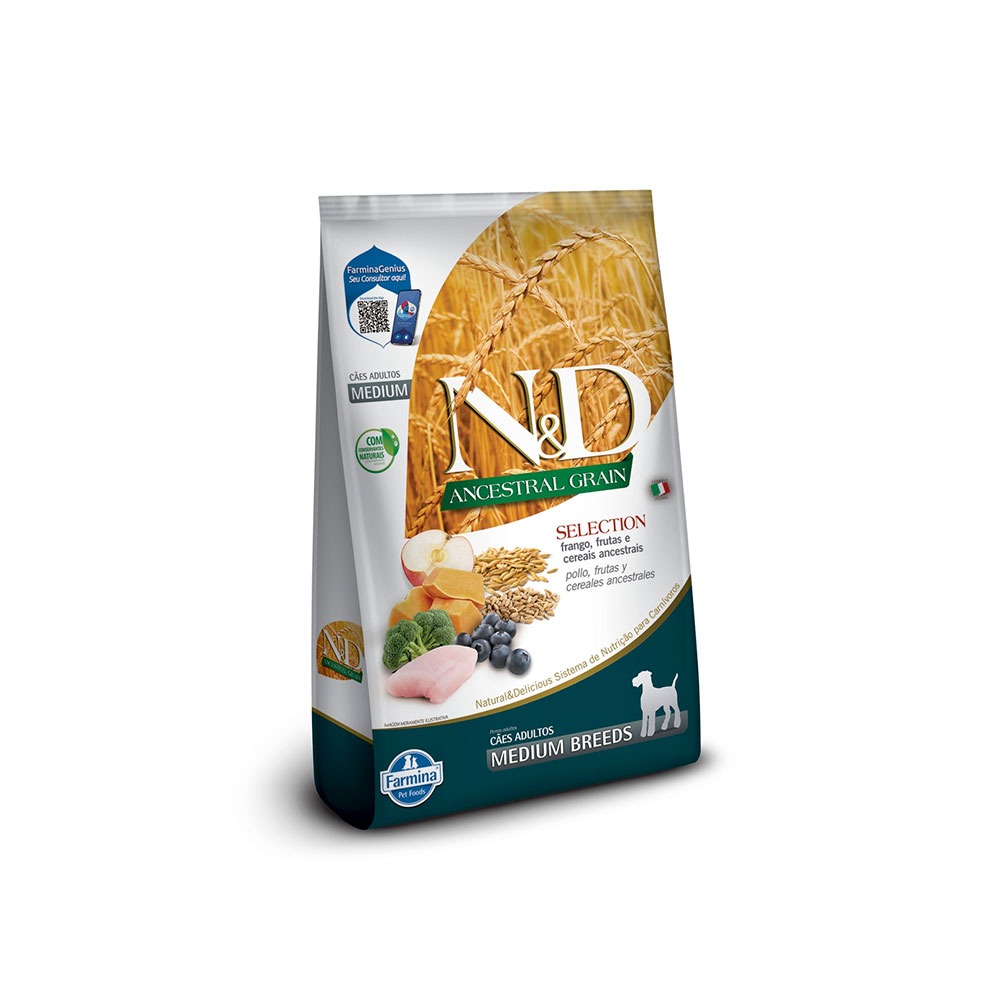 Ração Farmina N&D Ancestral Selection para Cães Adultos de Raças Médias Sabor Frango - 15kg