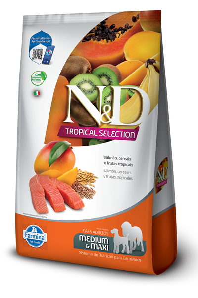 Ração N&D Tropical Selection para Cães Adultos de Porte Médio e Grande Sabor Salmão