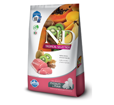 Ração N&D Tropical Selection para Cães Filhotes de Porte Médio e Grande Sabor Suíno