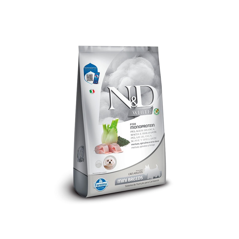 N&D White para Cães Adultos de Raças Mini e Pequenas Sabor Merluza