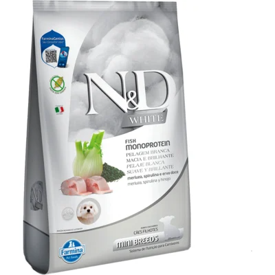 Ração N&D White para Cães Filhotes Raças Mini e Pequenas Sabor Merluza - 1,5Kg