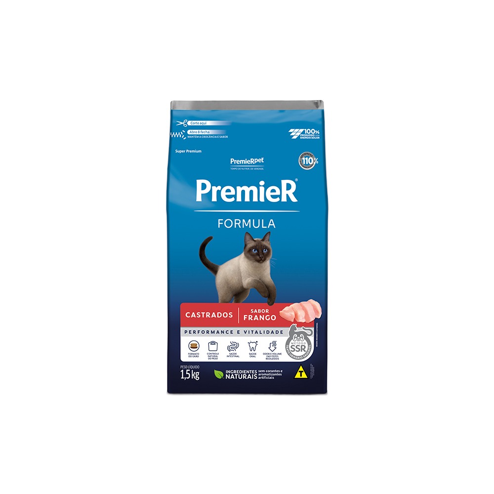 Ração Premier Formula para Gatos Adultos Castrados Sabor Frango