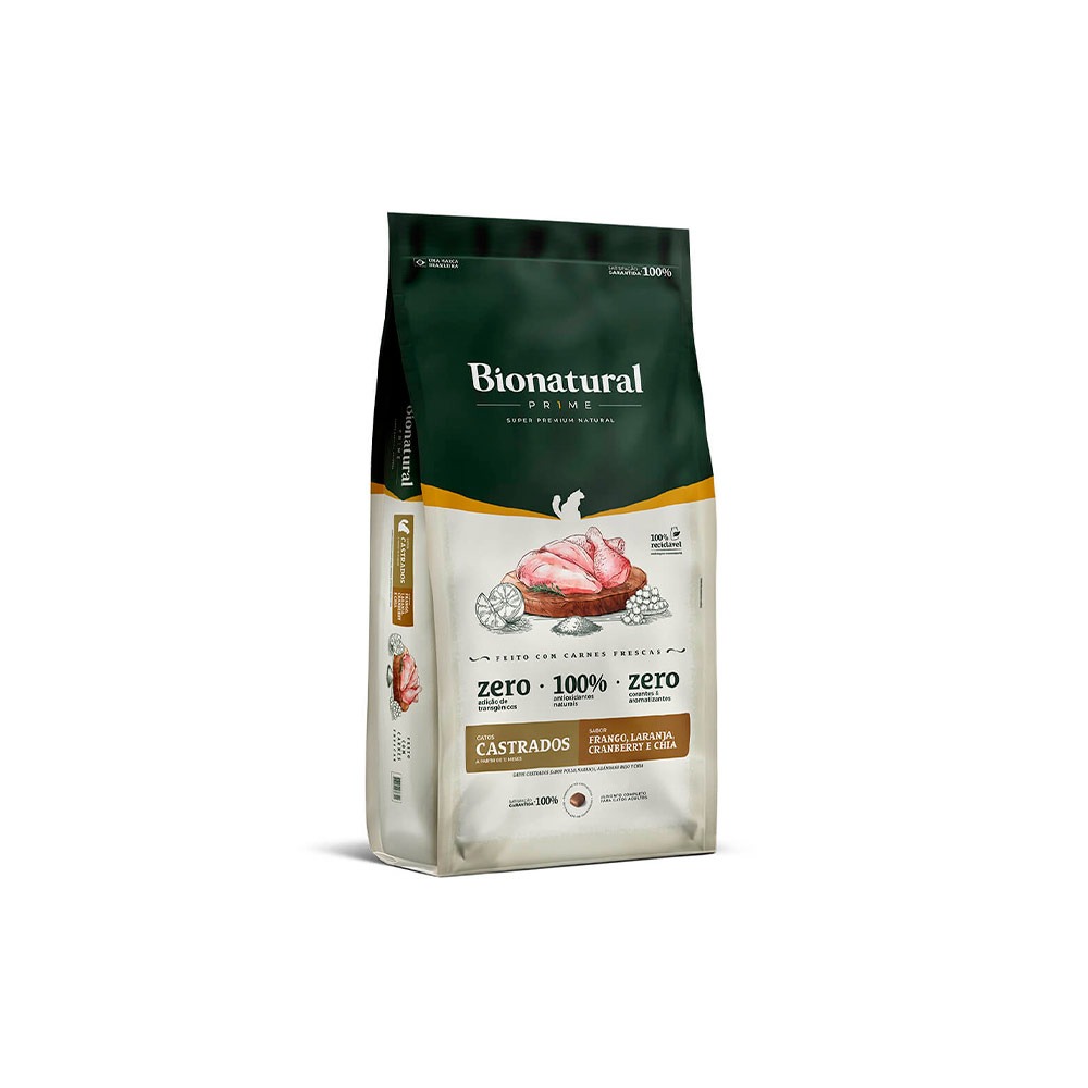Ração Bionatural Prime para Gatos Castrados Sabor Frango