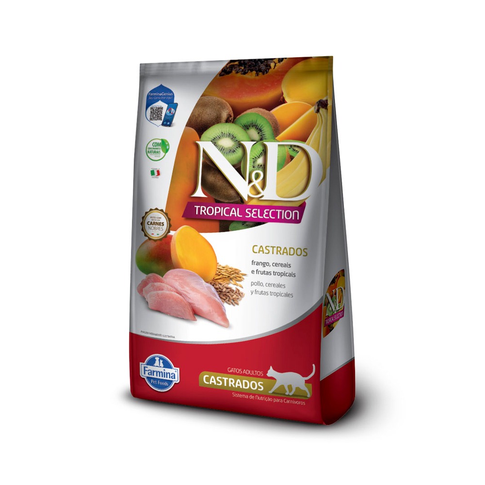 Ração N&D Tropical Selection para Gatos Adultos Castrados Sabor Frango